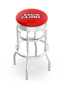 Louisiana Ragin' Cajuns Double-Ring Swivel Chrome Pub Stool - Black