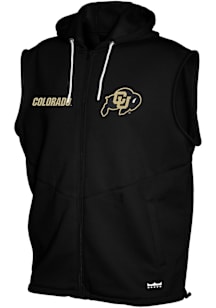 Colorado Buffaloes Mens Black Gym Hooded Sleeveless Jacket
