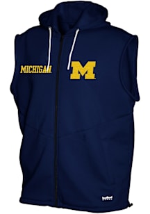 Michigan Wolverines Mens Blue Gym Hooded Sleeveless Jacket