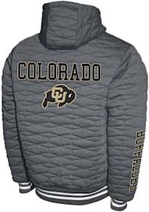 Colorado Buffaloes Mens Charcoal H-Quilt Hooded Fleece Medium Weight Jacket