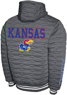 Kansas Jayhawks Mens Charcoal H-Quilt Hooded Fleece Medium Weight Jacket