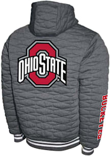 Ohio State Buckeyes Mens Charcoal H-Quilt Hooded Fleece Medium Weight Jacket