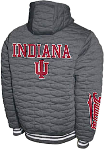 Mens Charcoal Indiana Hoosiers H-Quilt Hooded Fleece Medium Weight Jacket