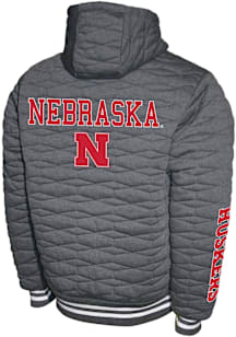 Nebraska Cornhuskers Mens Charcoal H-Quilt Hooded Fleece Medium Weight Jacket