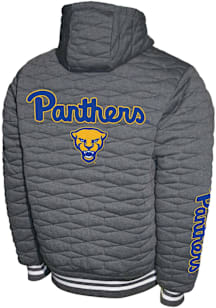 Mens Charcoal Pitt Panthers H-Quilt Hooded Fleece Long Sleeve Zip Fashion