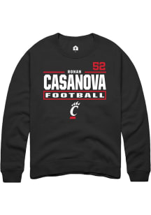 Ronan Casanova Rally Mens Black Cincinnati Bearcats NIL Stacked Box Player Crew