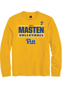 Izzy Masten Mens Gold Pitt Panthers NIL Stacked Box Long Sleeve Player T Shirt