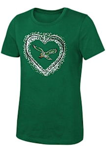Philadelphia Eagles Girls Kelly Green Heart Shot Retro Short Sleeve Tee