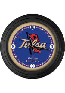 Black Tulsa Golden Hurricane Traditional Wall Clock