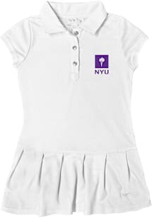 NYU Violets Toddler Girls White Caroline Short Sleeve Dress