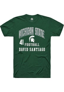David Santiago Rally Mens Green Michigan State Spartans NIL Arch Logo Player T Shirt