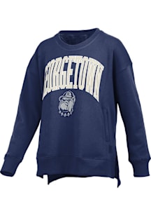 Pressbox Georgetown Hoyas Womens Navy Blue Venice Crew Sweatshirt