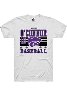 Keegan O'Connor Rally Mens White K-State Wildcats NIL Striped Player T Shirt