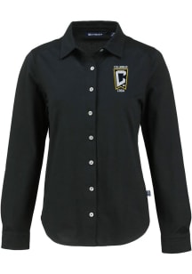 Cutter and Buck Columbus Crew Womens Advantage Soft Pique Long Sleeve Black Dress Shirt