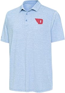 Antigua Dayton Flyers Mens Light Blue Distressed Stripe Short Sleeve Polo