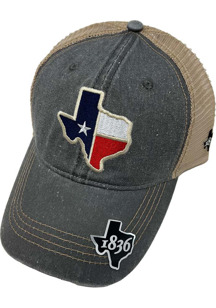 Texas Flag State Shape Trucker Adjustable Hat - Grey