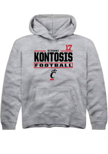 Giyahni Kontosis Rally Youth Grey Cincinnati Bearcats NIL Stacked Box Long Sleeve Player Hoodie