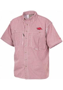Arkansas Razorbacks Mens Cardinal Primary Team Logo Wingshooter Style Short Sleeve Dress Shirt
