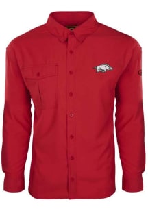 Arkansas Razorbacks Mens Cardinal Primary Team Logo Flyweight Long Sleeve Dress Shirt