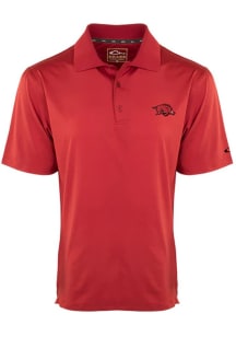 Arkansas Razorbacks Mens Cardinal Primary Team Logo Performance Stretch Short Sleeve Polo