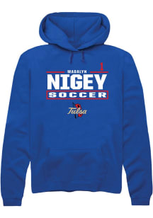 Madalyn Nigey Rally Mens Blue Tulsa Golden Hurricane NIL Stacked Box Player Hood