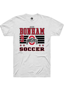 Jadin Bonham Rally Mens White Ohio State Buckeyes NIL Striped Player T Shirt