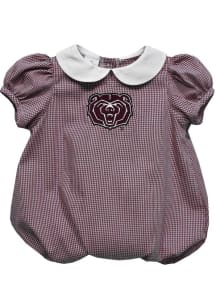 Vive La Fete Missouri State Bears Baby Maroon Gingham Collar Short Sleeve One Piece