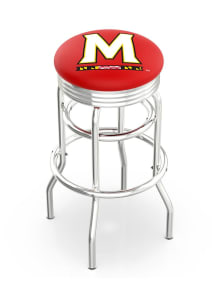 Black Maryland Terrapins Double-Ring Swivel Chrome Pub Stool