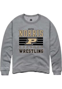 Dustin Norris Rally Mens Grey Purdue Boilermakers NIL Striped Player Crew