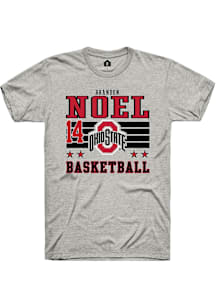 Brandon Noel Ohio State Buckeyes Ash NIL Striped Short Sleeve Player T Shirt