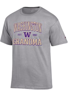 Champion Washington Huskies Grey Est. Date Grandma Jersey Short Sleeve T Shirt