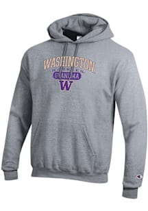 Champion Washington Huskies Mens Grey Pill Box Grandma Powerblend Long Sleeve Hoodie