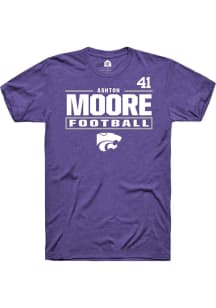 Ashton Moore Rally Mens Purple K-State Wildcats NIL Stacked Box Player T Shirt