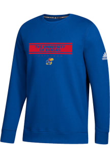 Adidas Kansas Jayhawks Mens Blue Fleece Long Sleeve Crew Sweatshirt
