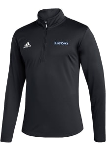 Adidas Kansas Jayhawks Mens Black Team Long Sleeve 1/4 Zip Pullover