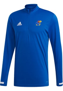 Adidas Kansas Jayhawks Mens Blue Team Long Sleeve 1/4 Zip Pullover