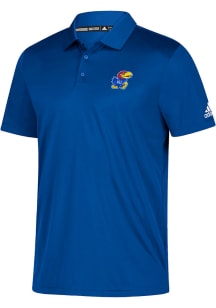 Adidas Kansas Jayhawks Mens Blue Grind Short Sleeve Polo