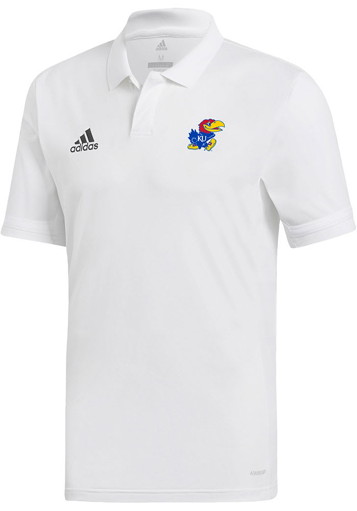 Adidas Kansas Jayhawks Mens White Team Short Sleeve Polo