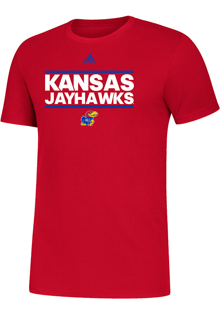 Adidas Kansas Jayhawks Red Amplifier Dassler Short Sleeve T Shirt
