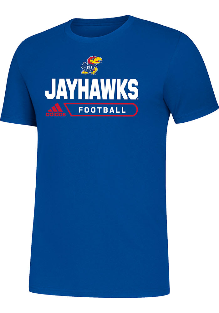 Kansas Jayhawks Blue Amplifier Football Short Sleeve T Shirt