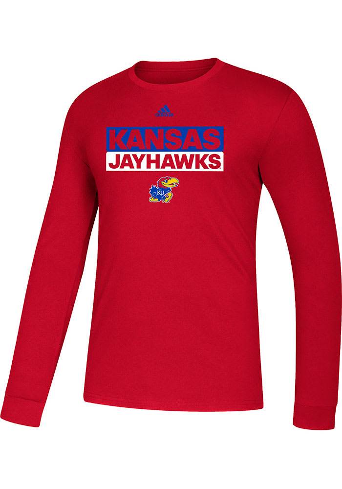 Adidas Kansas Jayhawks Red Amplifier Name Long Sleeve T Shirt