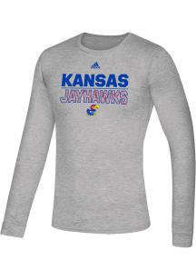 Adidas Kansas Jayhawks Grey Creator Wordmark Long Sleeve T-Shirt