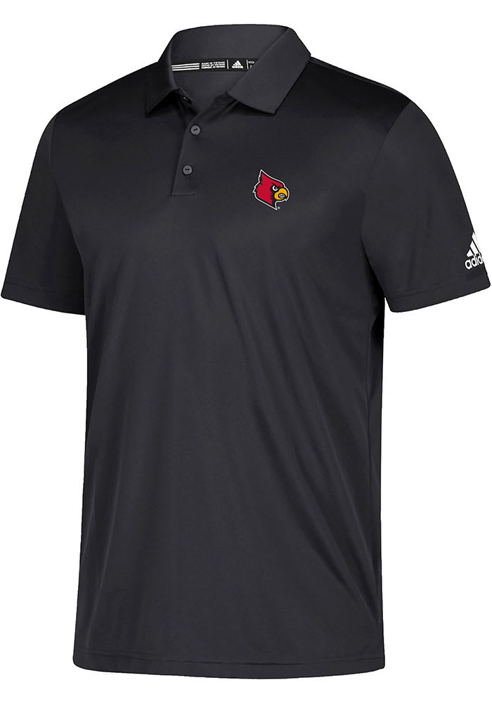 Adidas Louisville Cardinals Mens Black Grind Short Sleeve Polo