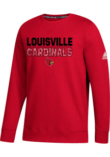 Adidas Louisville Cardinals Mens Red Fleece Long Sleeve Crew Sweatshirt