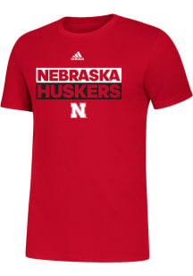 Adidas Nebraska Cornhuskers Red Amplifier Short Sleeve T Shirt