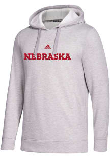 Adidas Nebraska Cornhuskers Mens Grey Fleece Long Sleeve Hoodie