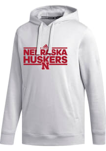 Mens Nebraska Cornhuskers White Adidas Fleece Hooded Sweatshirt
