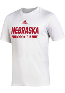 Nebraska Cornhuskers White Adidas Football Creator Short Sleeve T Shirt