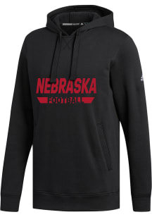 Adidas Nebraska Cornhuskers Mens Black Football Fleece Long Sleeve Hoodie