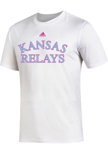 Adidas Kansas Jayhawks White Kansas Relays Short Sleeve T Shirt